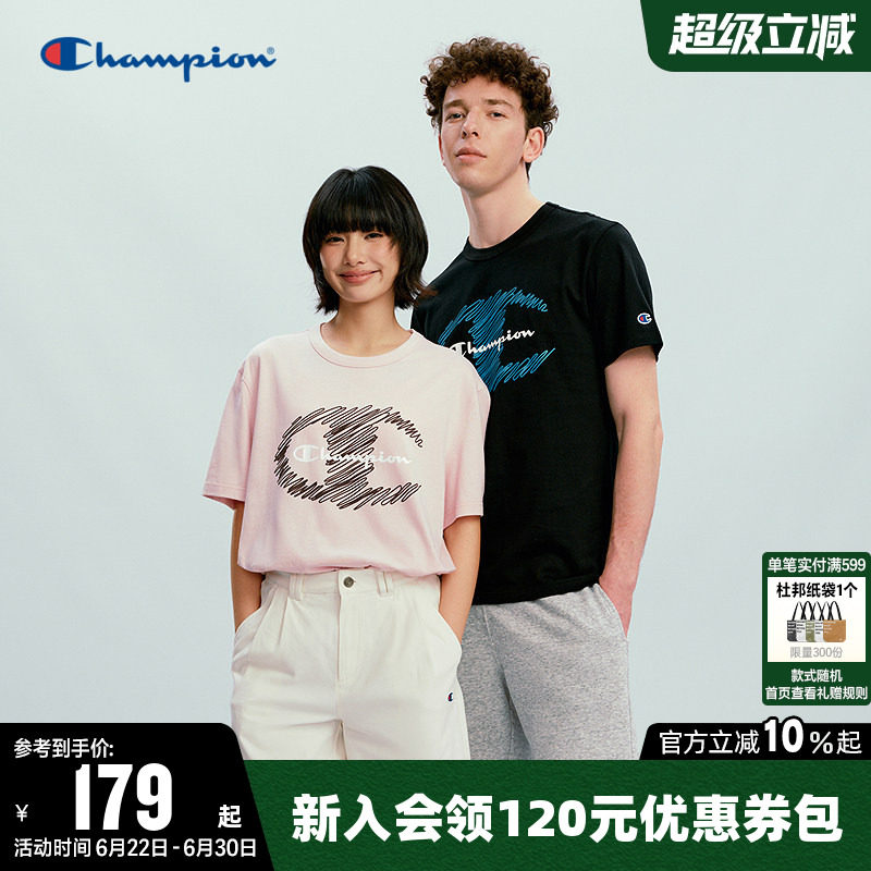 Champion冠军T恤女2026夏季新款情侣印花纯棉休闲圆领短袖上衣男