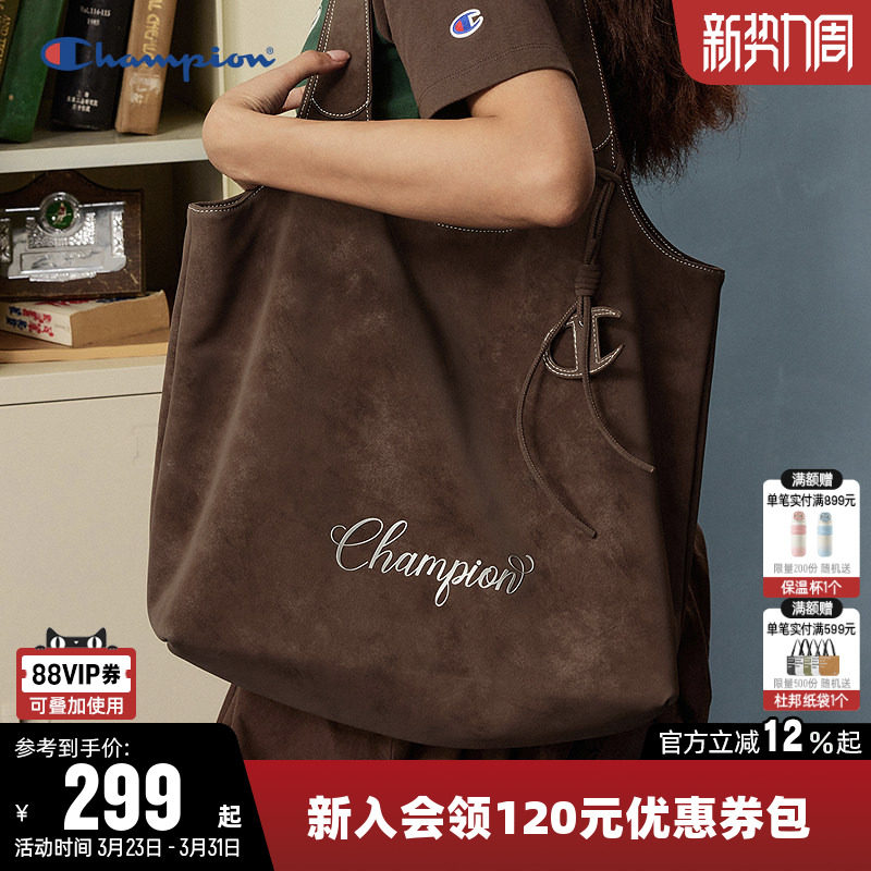 Champion冠军单肩背包2026春夏新款男女情侣时尚大容量托特包挎包