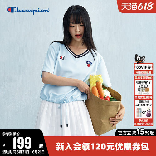 Champion冠军休闲短款短袖T恤女
