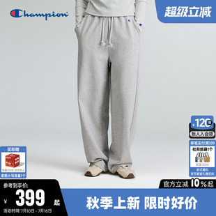 Champion卫裤女2026秋季新款针织纯棉弯刀裤休闲直筒宽松裤子