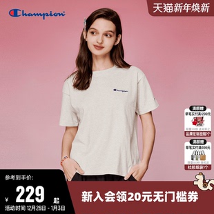 上衣 刺绣纯棉透气多巴胺圆领短袖 Champion冠军T恤女2025夏季 新款
