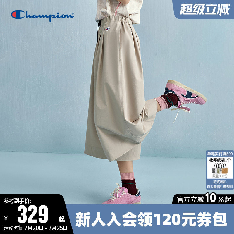 Champion冠军阔腿裤女2026夏季新款丹宁工装长裤a字宽松休闲裙裤