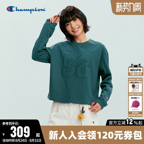 Champion冠军纯棉圆领长袖T恤女