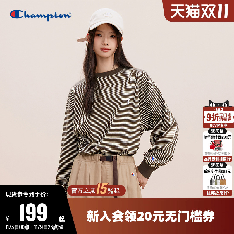 纯棉长袖T恤Champion冠军男