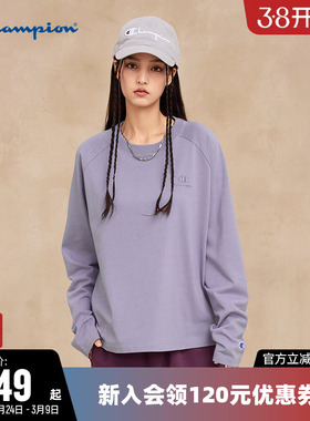 Champion冠军T恤女26春季新款纯棉插肩袖休闲圆领宽松长袖上衣潮