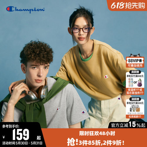 CHAMPION冠军纯棉短袖情侣T恤男
