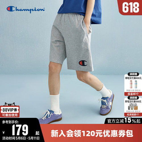 Champion冠军胶印休闲短裤男