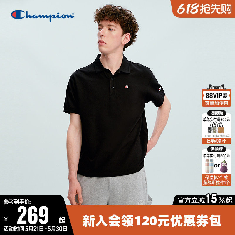 Champion冠军T恤女2026夏季新款情侣休闲宽松POLO衫短袖上衣男潮