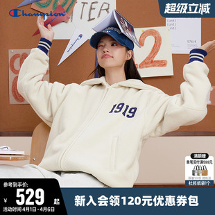 情侣复古海军领拉链连帽运动休闲外套男潮 Champion冠军夹克女春季