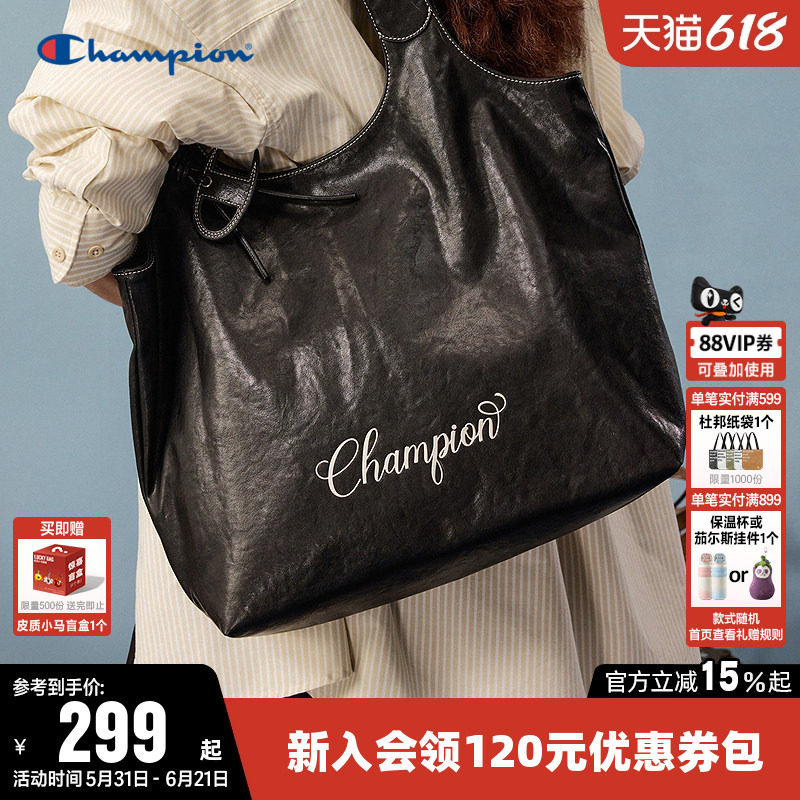 Champion冠军单肩背包2026夏女大容量时尚通勤托特包旅行休闲挎包