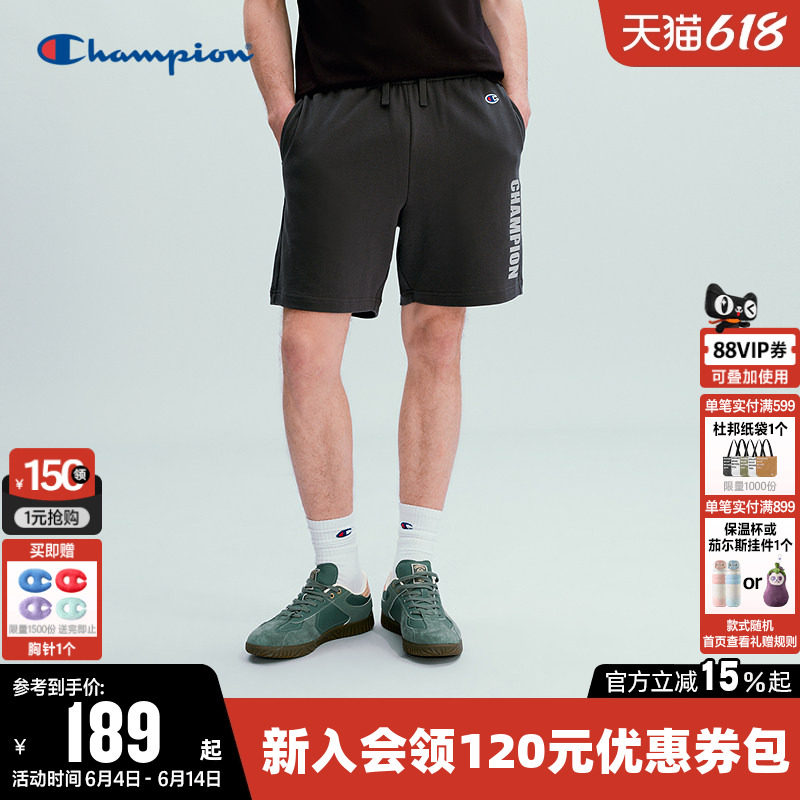 Champion冠军短裤男2026夏季新款五分针织裤休闲透气直筒宽松裤子