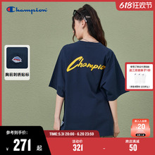 Champion冠军T恤女2024夏季新款后背胶印logo纯棉情侣短袖上衣男