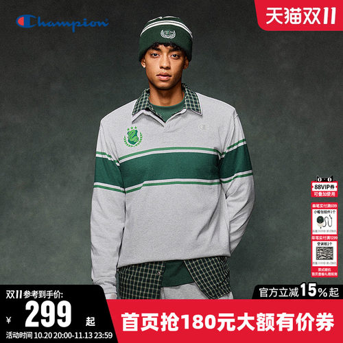 Champion冠军长袖POLO衫T恤男