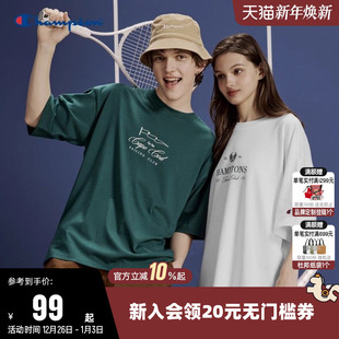 上衣男 情侣趣味印花纯棉休闲短袖 Champion冠军T恤女2025夏季 新款