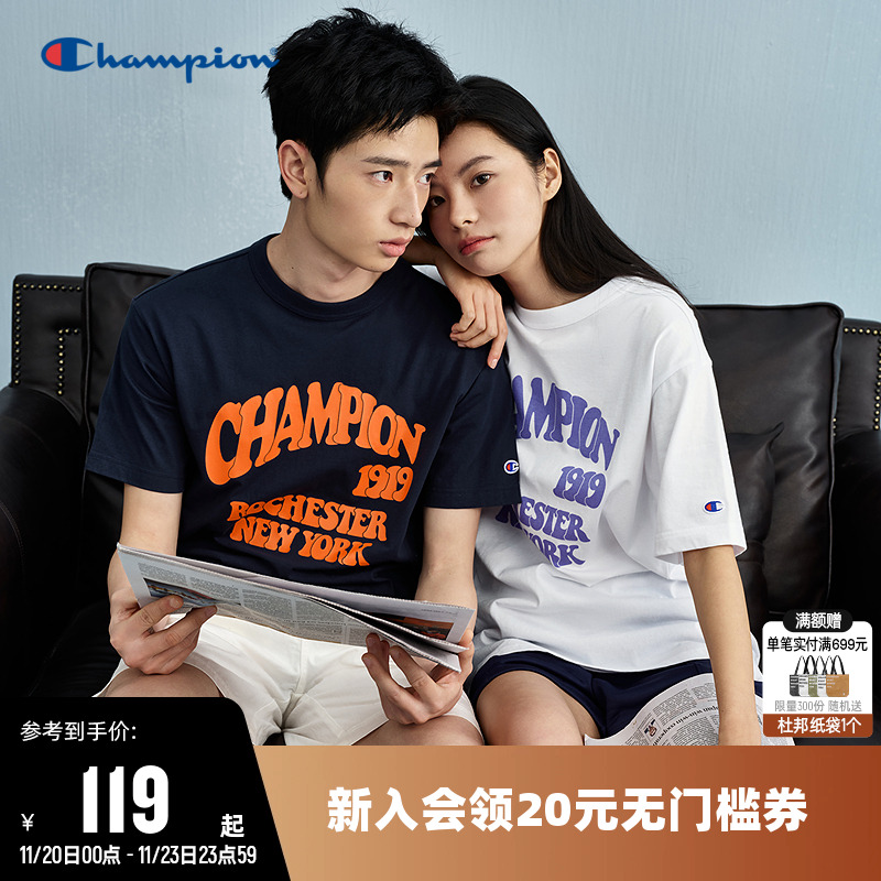 Champion冠军圆领短袖T恤情侣