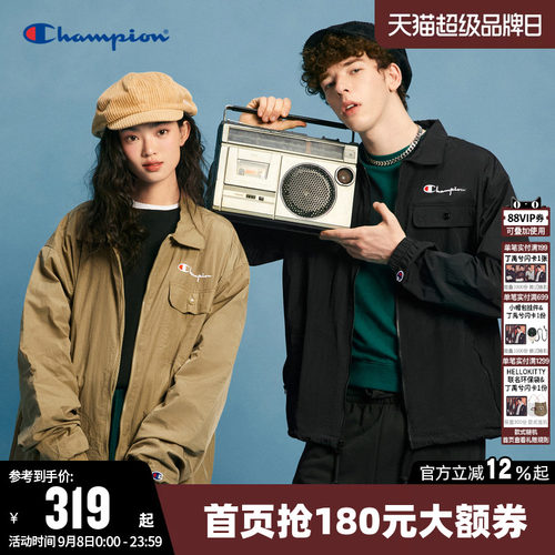刺绣夹克外套Champion翻领男