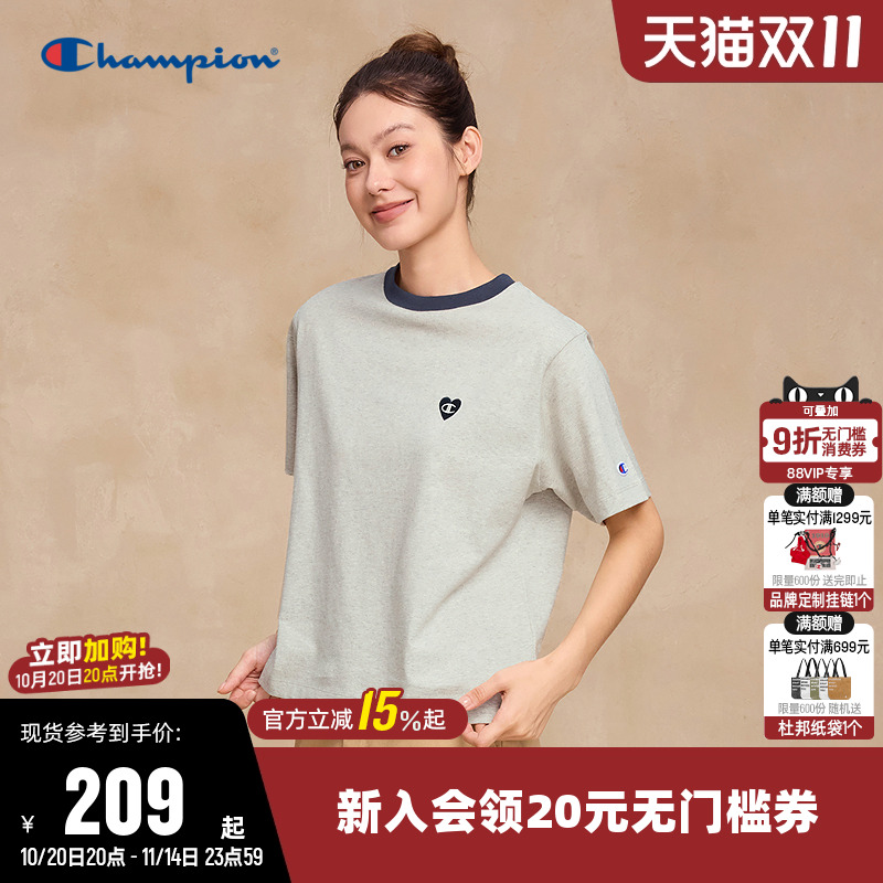 Champion冠军纯棉休闲短袖T恤女