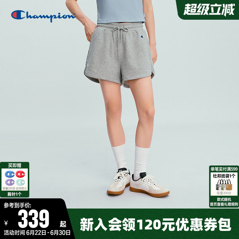 Champion冠军短裤女2026夏季新款纯色针织裤休闲运动系带透气裤子