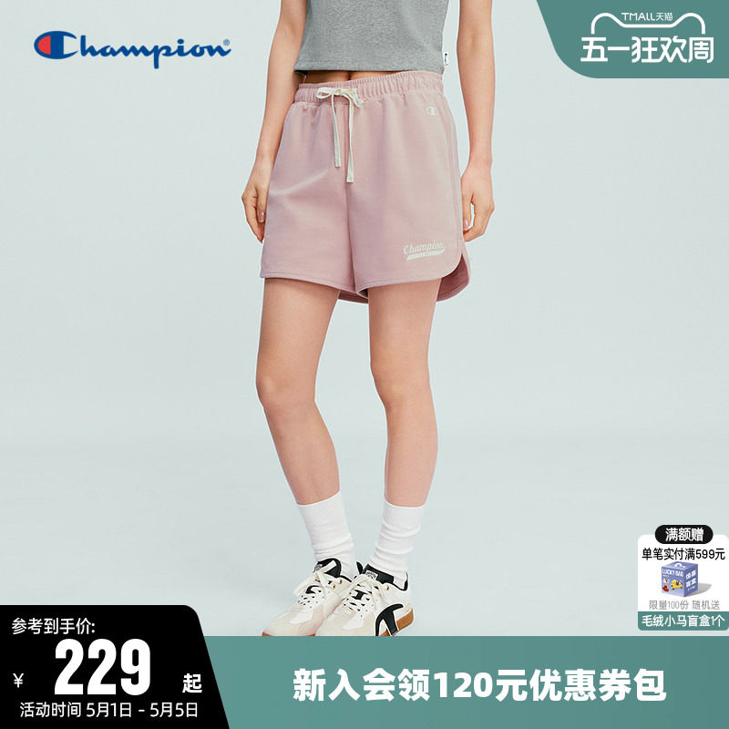 Champion冠军短裤女2026夏季新款纯棉直筒抽绳三分运动裤休闲裤子