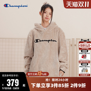 Champion冠军卫衣女冬季 情侣摇粒绒运动休闲宽松连帽套头上衣男潮