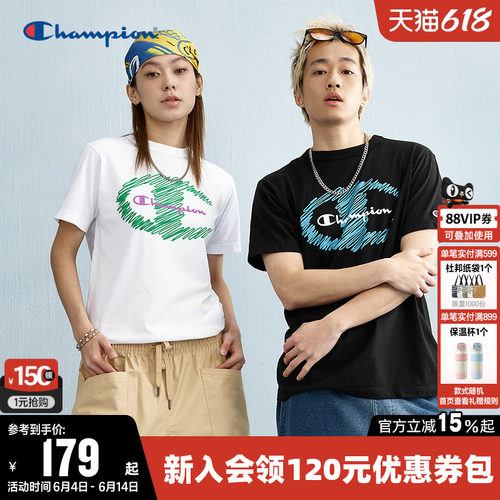 Champion冠军纯棉短袖T恤情侣