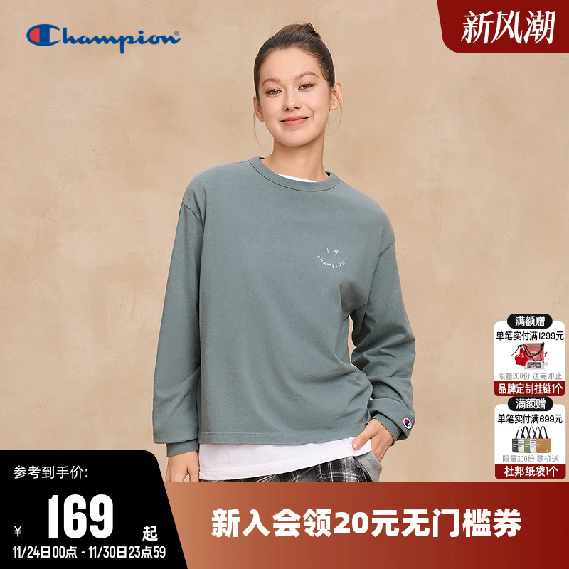 Champion冠军纯棉圆领长袖T恤女