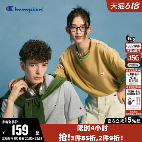 CHAMPION冠军纯棉短袖情侣T恤男