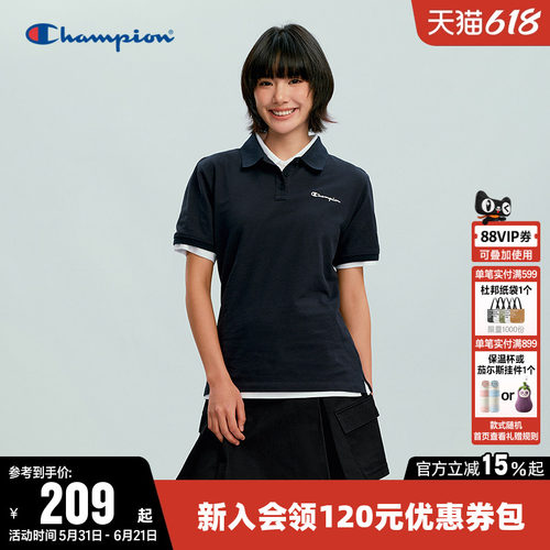 Champion冠军休闲短袖POLOT恤女