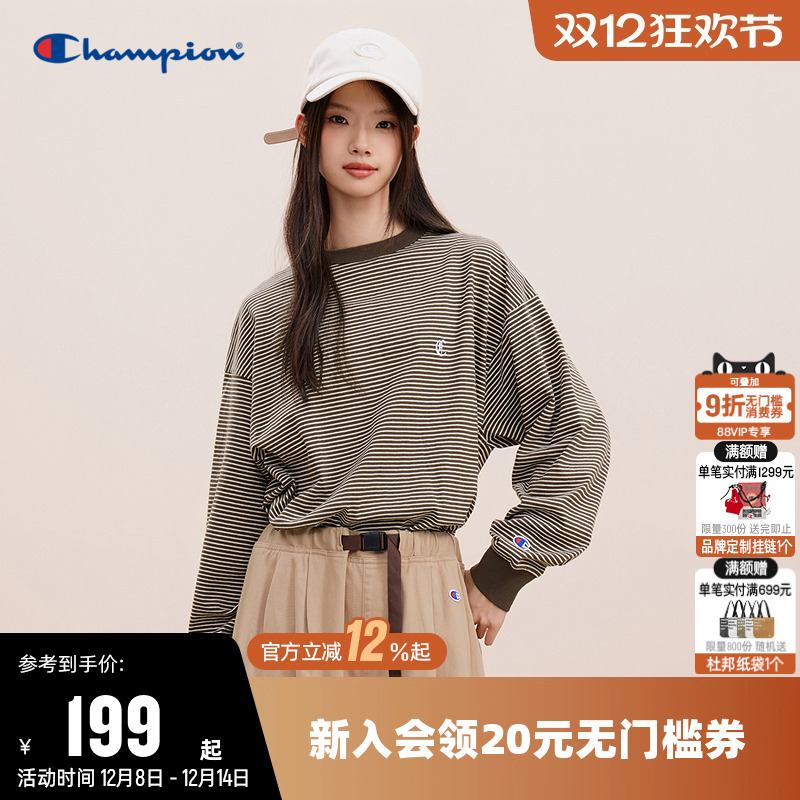 纯棉长袖T恤Champion冠军男