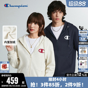 Champion卫衣女2026秋季新款情侣休闲拉链开衫加绒连帽上衣男
