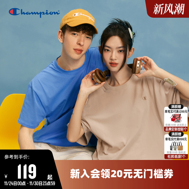 CHAMPION冠军圆领纯棉T恤