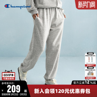 纯色针织束脚裤 刺绣草写logo休闲长裤 子潮 女春季 Champion冠军卫裤