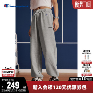 潮牌针织运动裤 刺绣logo休闲束脚长裤 子潮 女春季 Champion冠军卫裤