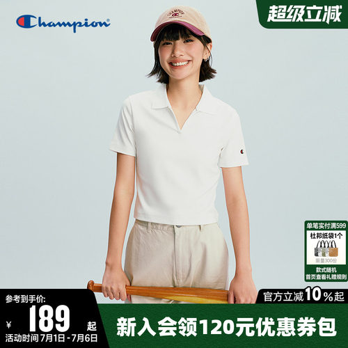 Champion冠军短款翻领短袖T恤女