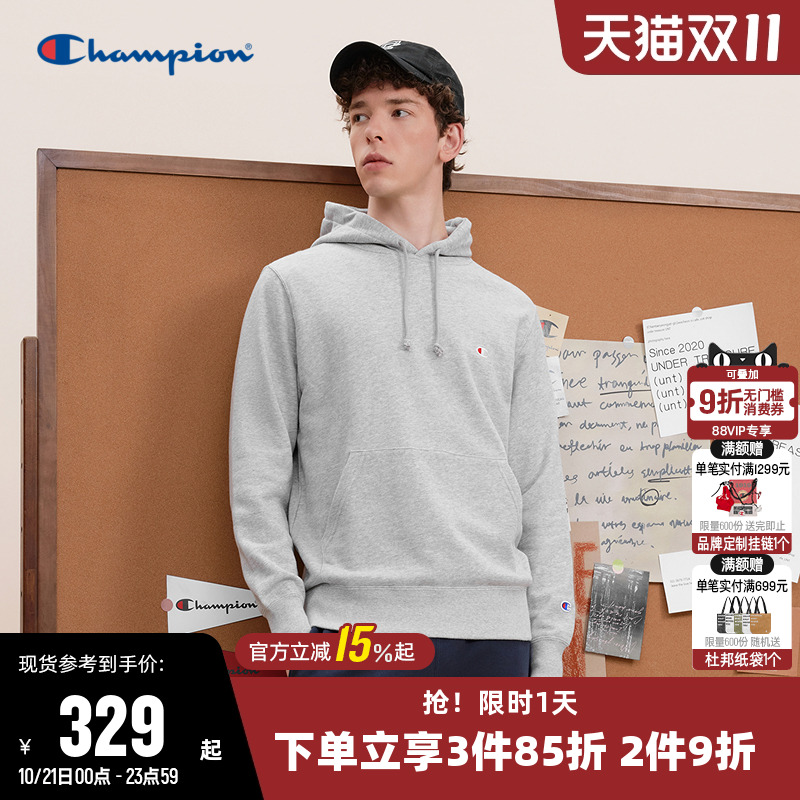 刺绣卫衣Champion冠军连帽情侣