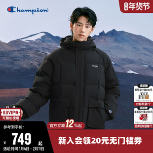 Champion冠军羽绒服男冬季情侣保暖加厚连帽面包服休闲宽松外套女