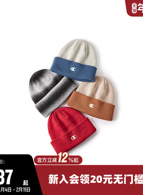 Champion冠军针织帽秋冬新款新年红色女冷帽男时尚保暖毛线帽子潮