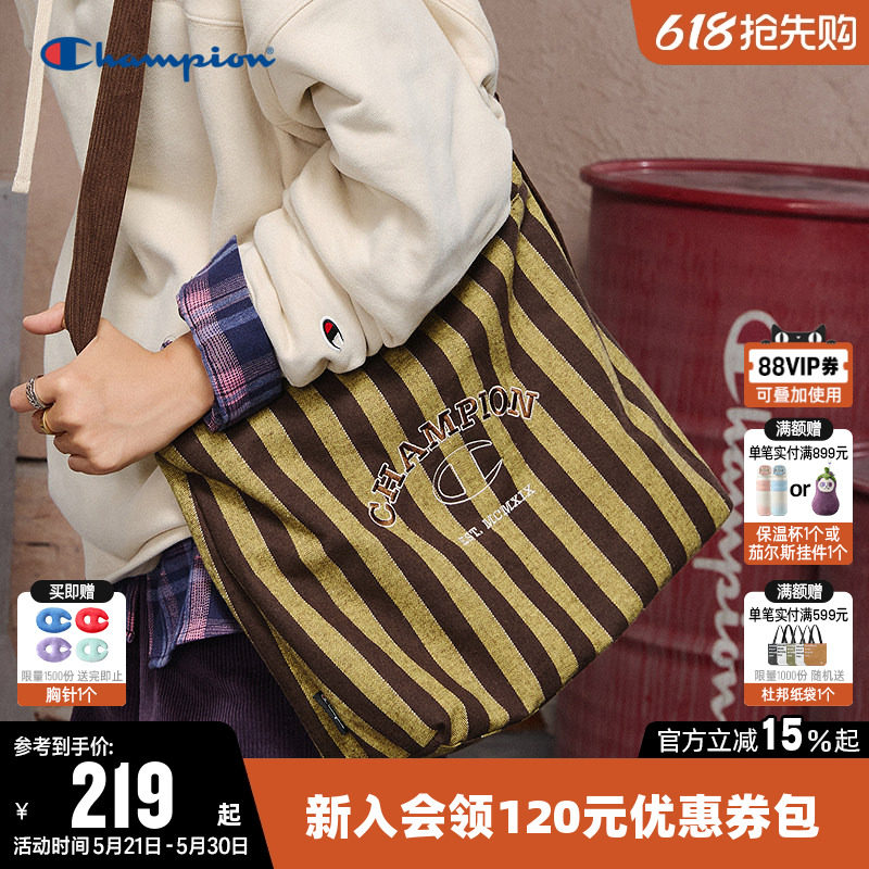 Champion冠军单肩包男时尚旅游挎包轻便百搭布包双面多背包女通勤