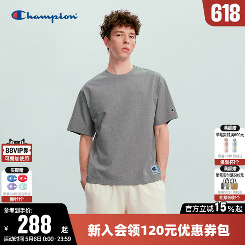 Champion冠军休闲圆领短袖T恤男