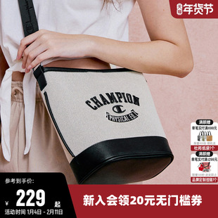 Champion冠军单肩背包男女情侣时尚发财桶斜挎手提水桶包经典百搭