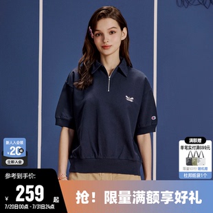 上衣 Champion冠军T恤女2025夏季 新款 刺绣logo纯棉POLO衫 休闲短袖