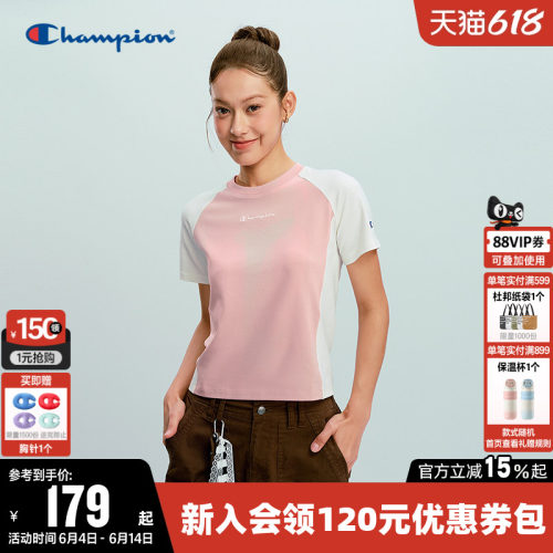 Champion冠军休闲圆领短袖T恤女