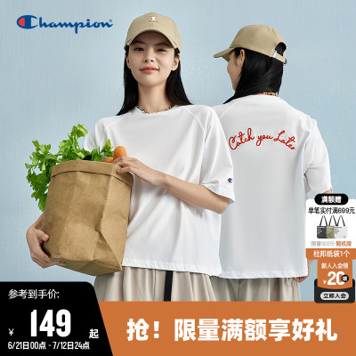 Champion冠军刺绣圆领短袖T恤女