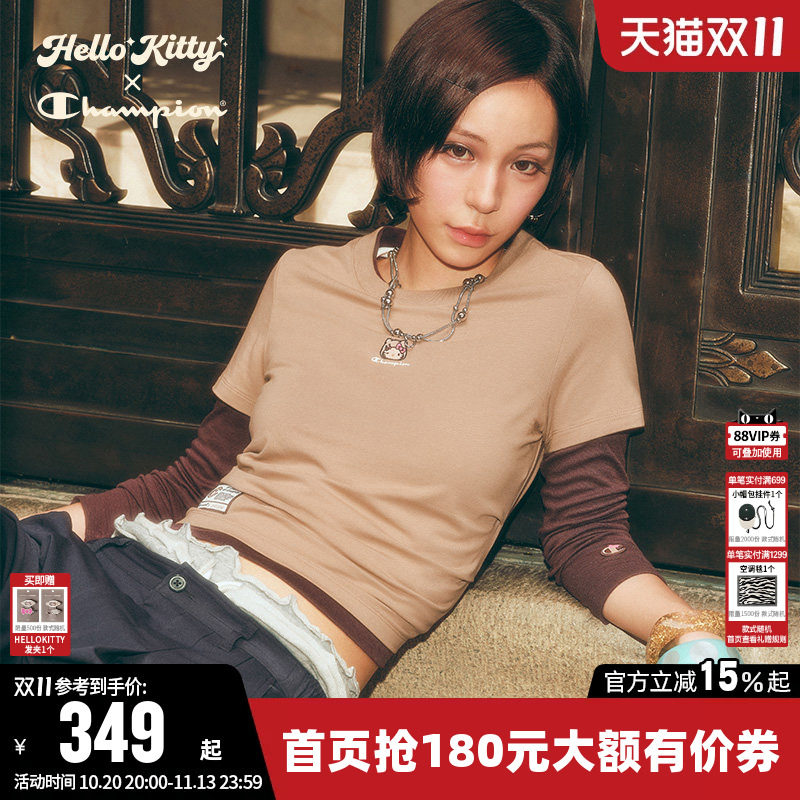 吴昕同款Champion X Hello Kitty冠军长袖T恤女2026秋季新款上衣
