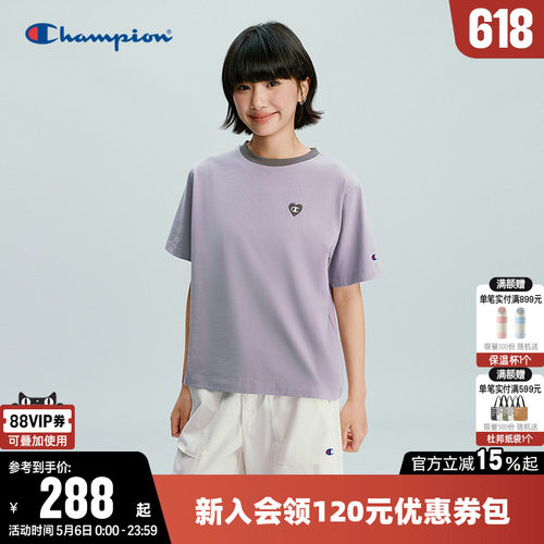 Champion冠军休闲圆领短袖T恤女