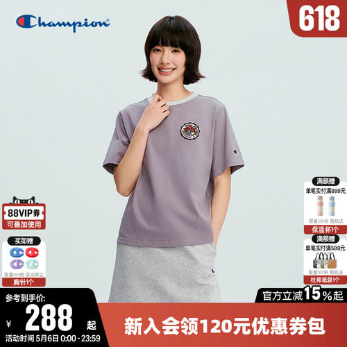 Champion冠军休闲短袖圆领T恤女