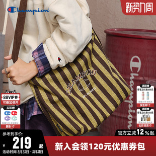 Champion冠军单肩包春夏男女时尚 挎包轻便灯芯绒托特包双面多背包
