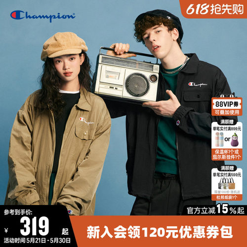 刺绣夹克外套Champion翻领男