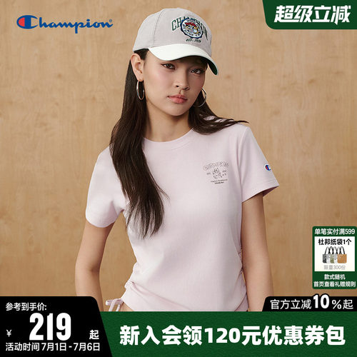 Champion冠军休闲圆领短袖T恤女
