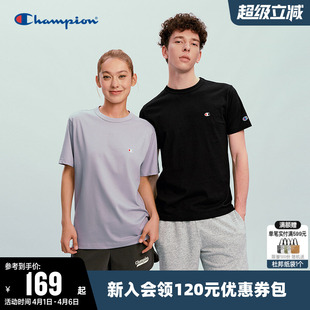 Champion冠军T恤女2026春季 情侣纯棉经典 休闲圆领短袖 上衣男 新款